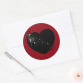 Ink Splashed Black Heart. Ronde Sticker (Envelop)