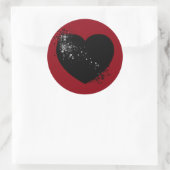 Ink Splashed Black Heart. Ronde Sticker (Tas)