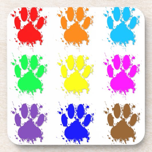 Ink Splatter Dog Paw Patroon Bier Onderzetter (Voorkant)