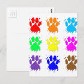 Ink Splatter Dog Paw Patroon Briefkaart (Voorkant / Achterkant)