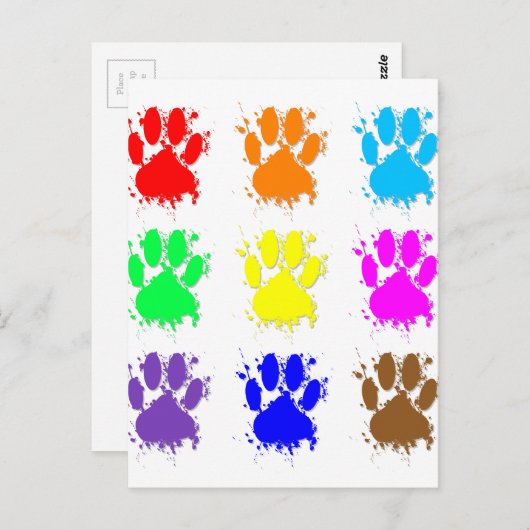 Ink Splatter Dog Paw Patroon Briefkaart (Voorkant / Achterkant)