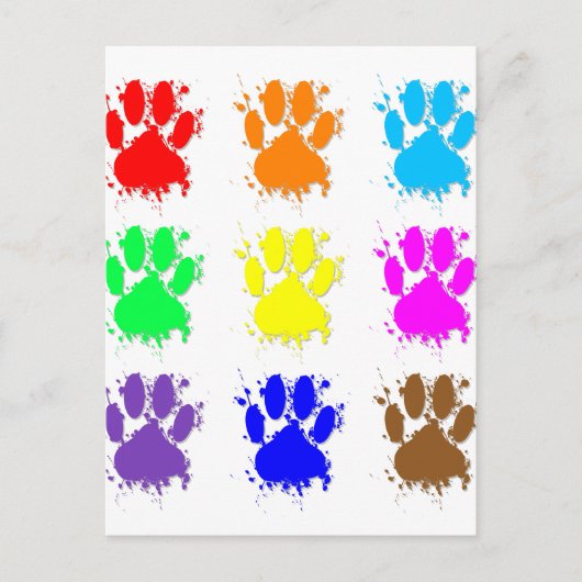 Ink Splatter Dog Paw Patroon Briefkaart (Voorkant)