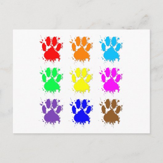 Ink Splatter Dog Paw Patroon Briefkaart (Voorkant)