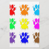 Ink Splatter Dog Paw Patroon Briefpapier (Voorkant)