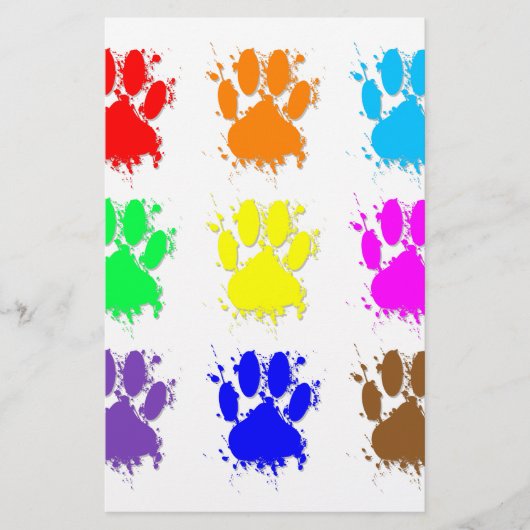 Ink Splatter Dog Paw Patroon Briefpapier (Voorkant)