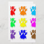 Ink Splatter Dog Paw Patroon Briefpapier (Voorkant / Achterkant)