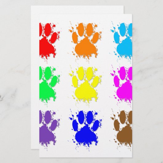 Ink Splatter Dog Paw Patroon Briefpapier (Voorkant / Achterkant)