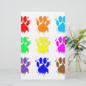 Ink Splatter Dog Paw Patroon Briefpapier (Staand voorkant)