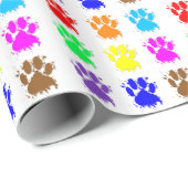 Ink Splatter Dog Paw Patroon Cadeaupapier (Rol Hoek)