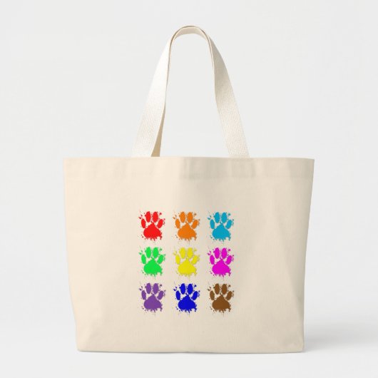 Ink Splatter Dog Paw Patroon Grote Tote Bag (Voorkant)