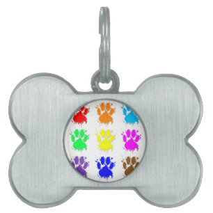 Ink Splatter Dog Paw Patroon Huisdieren Naamplaatje