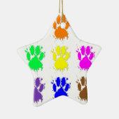 Ink Splatter Dog Paw Patroon Keramisch Ornament (Rechts)