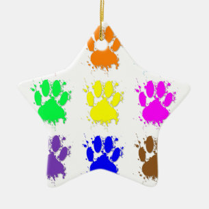 Ink Splatter Dog Paw Patroon Keramisch Ornament