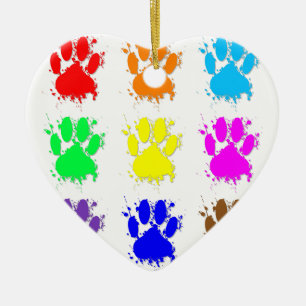 Ink Splatter Dog Paw Patroon Keramisch Ornament