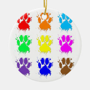 Ink Splatter Dog Paw Patroon Keramisch Ornament
