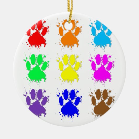 Ink Splatter Dog Paw Patroon Keramisch Ornament (Voorkant)