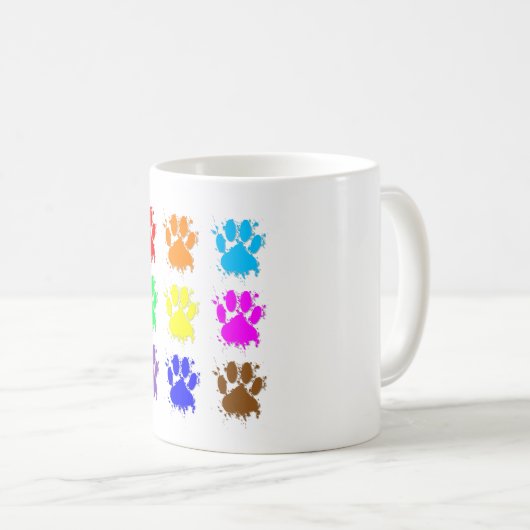 Ink Splatter Dog Paw Patroon Koffiemok (Voorkant rechts)