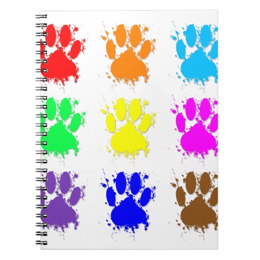 Ink Splatter Dog Paw Patroon Notitieboek (Voorkant)