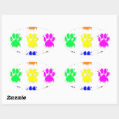Ink Splatter Dog Paw Patroon Ovale Sticker (Vel)