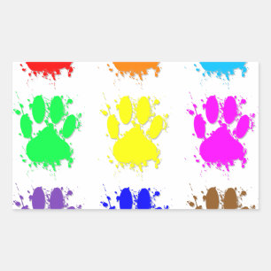 Ink Splatter Dog Paw Patroon Rechthoekige Sticker