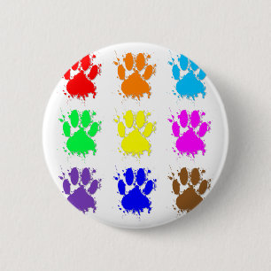 Ink Splatter Dog Paw Patroon Ronde Button 5,7 Cm