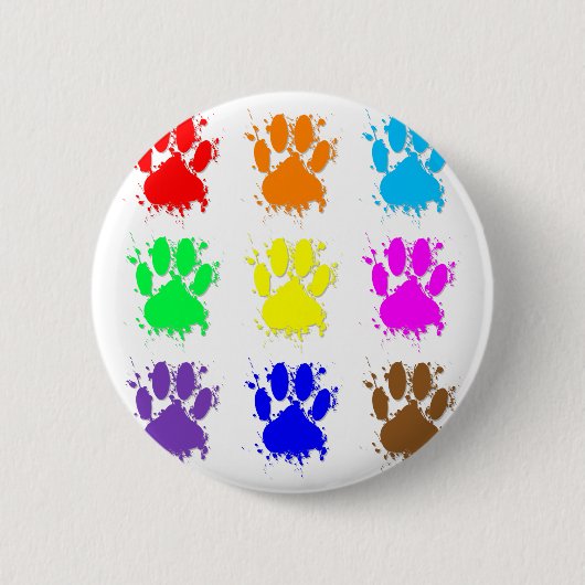 Ink Splatter Dog Paw Patroon Ronde Button 5,7 Cm (Voorkant)