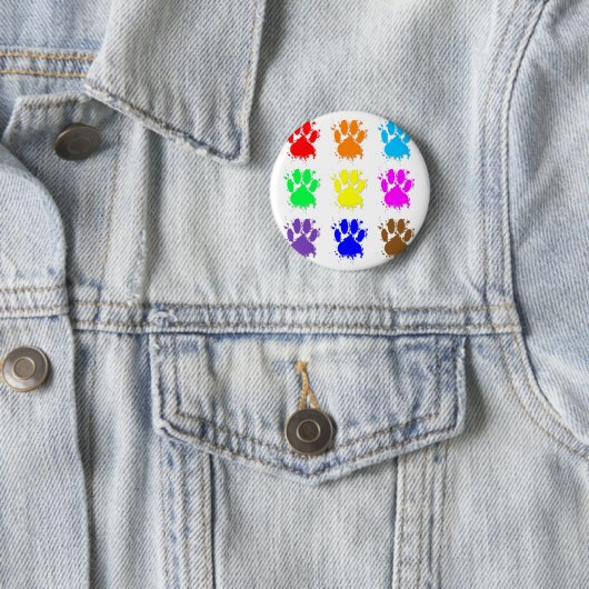 Ink Splatter Dog Paw Patroon Ronde Button 5,7 Cm (In situ)
