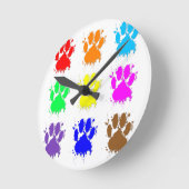 Ink Splatter Dog Paw Patroon Ronde Klok (Hoek)