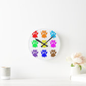 Ink Splatter Dog Paw Patroon Ronde Klok (Huis)