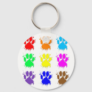Ink Splatter Dog Paw Patroon Sleutelhanger