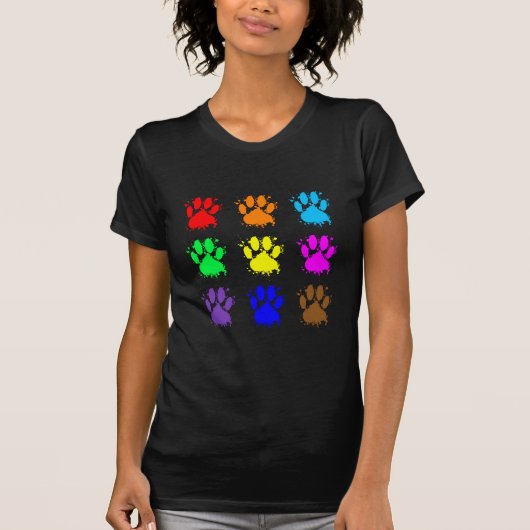 Ink Splatter Dog Paw Patroon T-shirt (Voorkant)