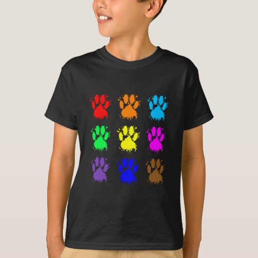 Ink Splatter Dog Paw Patroon T-shirt (Voorkant)