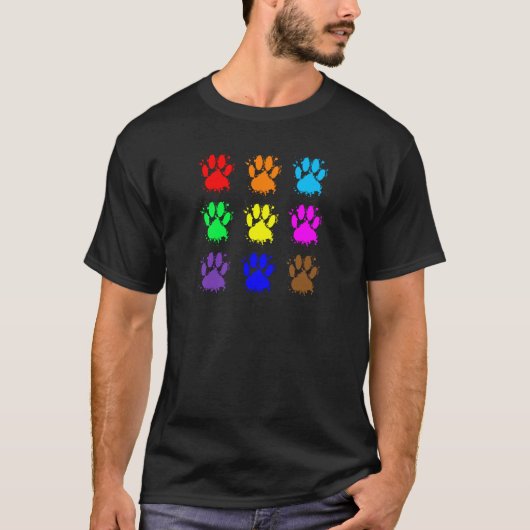 Ink Splatter Dog Paw Patroon T-shirt (Voorkant)