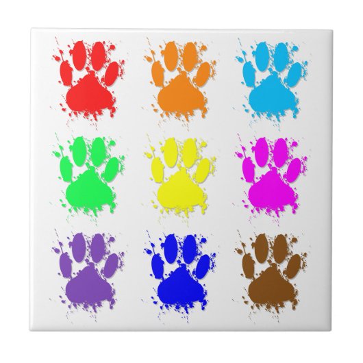 Ink Splatter Dog Paw Patroon Tegeltje (Voorkant)