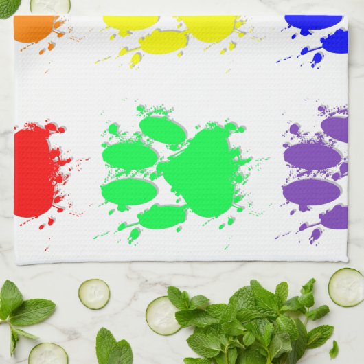 Ink Splatter Dog Paw Patroon Theedoek (Gevouwen)