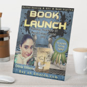 Ink Splatter Professional Book Launch Blue Reclamebord Met Voetstuk (Insitu)