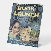 Ink Splatter Professional Book Launch Blue Reclamebord Met Voetstuk (Voorkant)