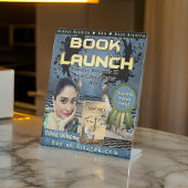 Ink Splatter Professional Book Launch Blue Reclamebord Met Voetstuk