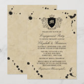 Ink Stain Monogram Crest Engagement Party Kaart (Voorkant / Achterkant)