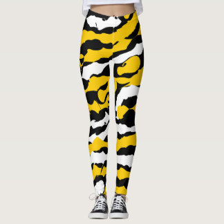 ink stripes yellow, black and white leggings