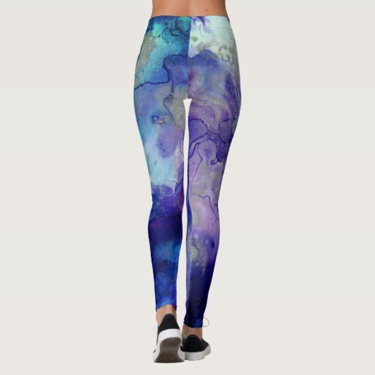 Ink Swirl Waterverf Abstract Leggings (Achterkant)
