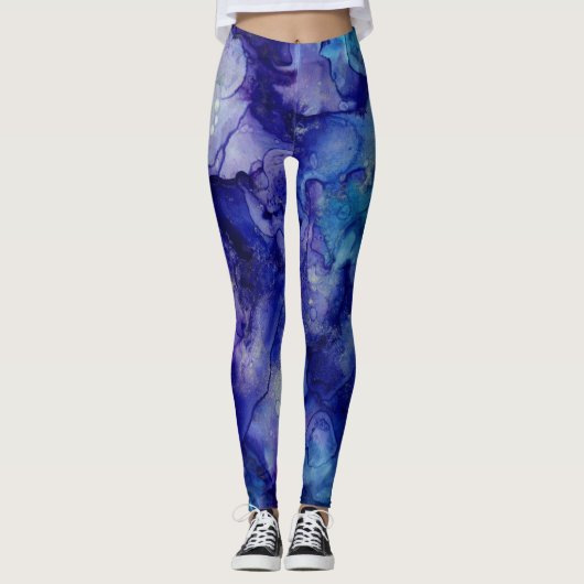 Ink Swirl Waterverf Abstract Leggings (Voorkant)