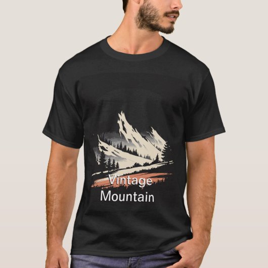  Ink Tekening Mountain Scene T-shirt (Voorkant)