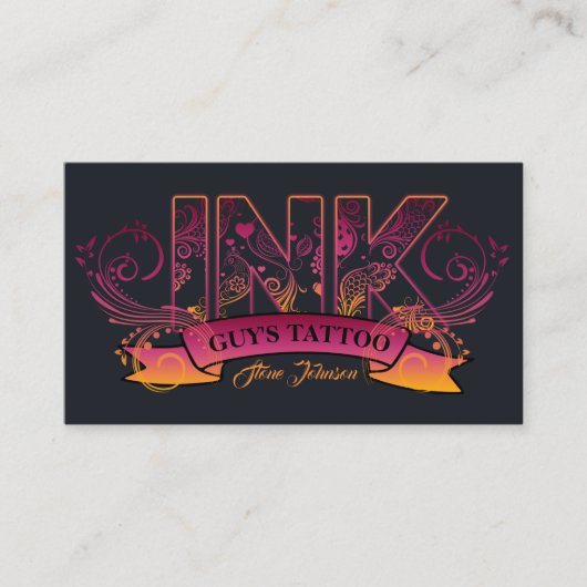 Ink Typografie Tattoo Kunstmatige ID815 Visitekaartje (Voorkant)