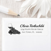 Ink Wine Glass Graps Black White Etiket (Insitu)