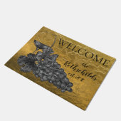 Ink Wine Glass Graps Gold Background Deurmat (Schuin)