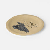 Ink Wine Glass Graps Gold Background Papieren Bordje (Gekanteld)