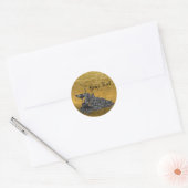 Ink Wine Glass Graps Gold Background Ronde Sticker (Envelop)