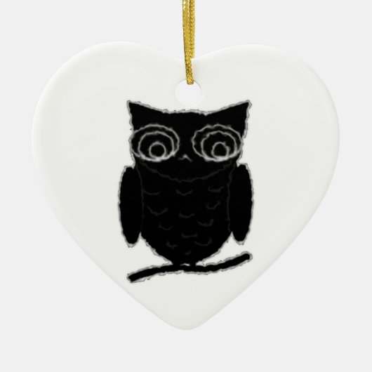 Inkblot Owl Keramisch Ornament (Voorkant)