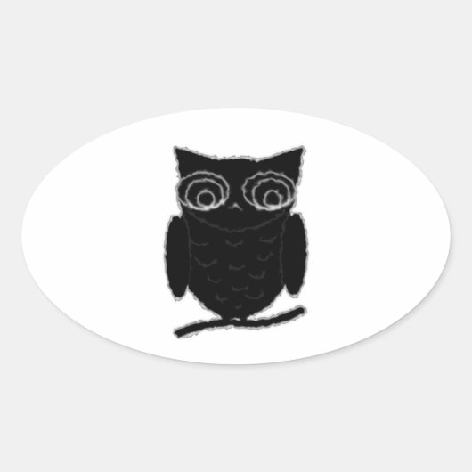 Inkblot Owl Ovale Sticker (Voorkant)